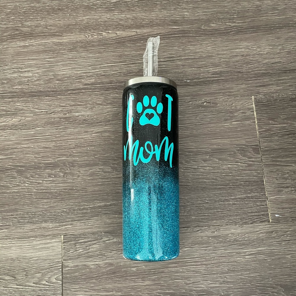 NEW Glitter Cat Mom Stainless Steal Tumbler